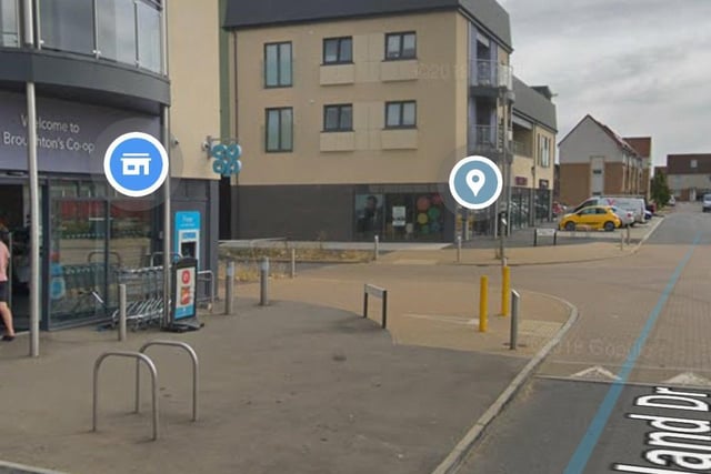 Broughton, Middleton and Kents Hill total new positive cases since October 31:  23. There has been a 28.1% decrease in cases over the last seven days. Rolling rate 101.2 per 100,000. Photo: Broughton Co-op, Google Maps