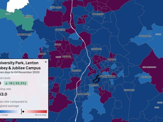 Nottingham saw a huge rise in cases through October