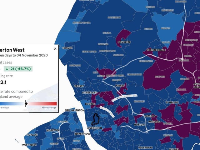 The number of cases in Liverpool has fallen since the area was put into tier three