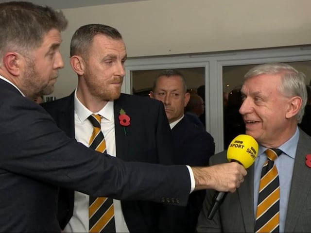 Being interviewed on the BBC with chairman David Newton.