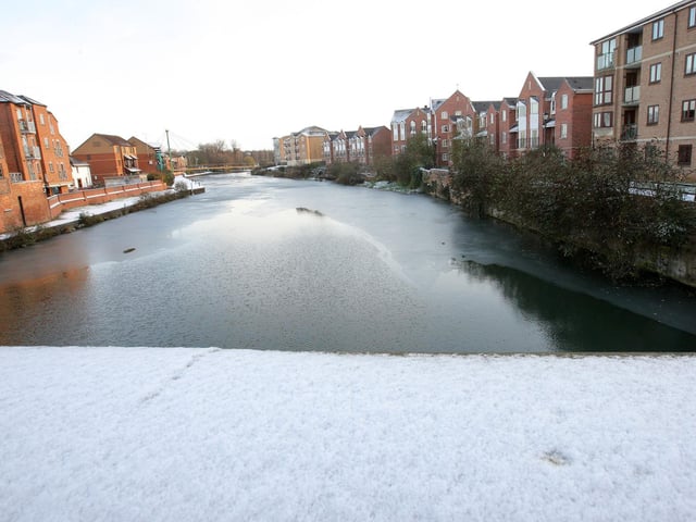 The River Nene partially froze during the cold snap