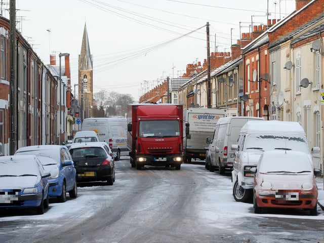 Cars were covered in snow on Southampton Road