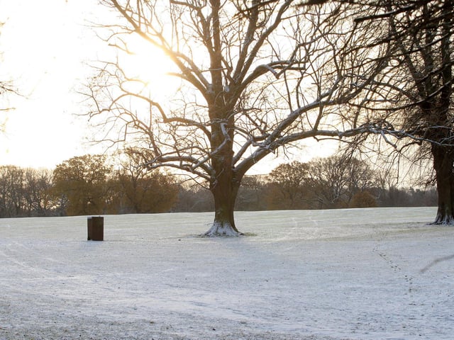 The grounds of Delapre Abbey looking splendid covered in snow