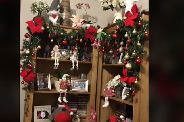 Jan Large in Crawley cannot have a tree due to her kitty, but has still managed to add festive cheer to her home