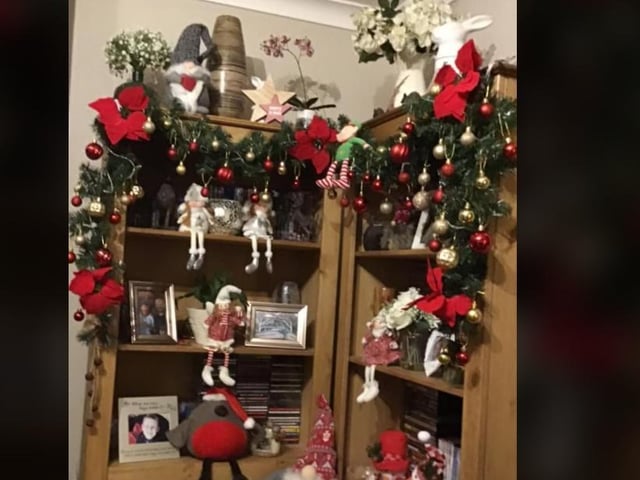 Jan Large in Crawley cannot have a tree due to her kitty, but has still managed to add festive cheer to her home