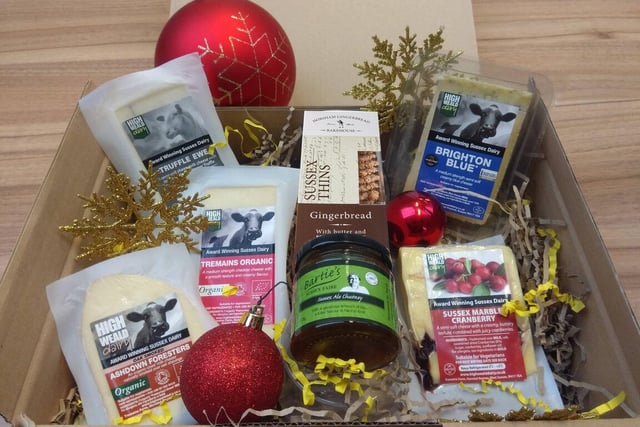 Delicious Christmas cheese selections and gift hampers from High Weald Dairy's award-winning range of cheeses made from Sussex cow and sheep milk. Located in Lewes Road, Haywards Heath.