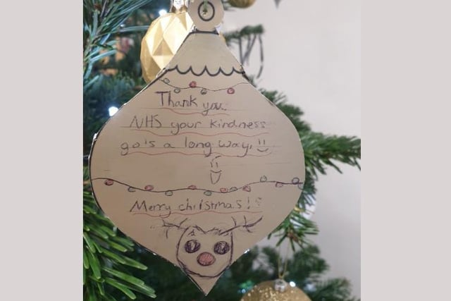 Students decorated and wrote messages on baubles for the 'kindness tree'