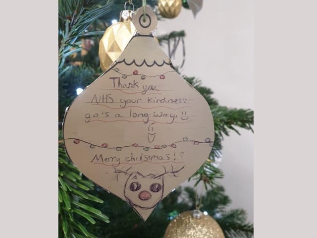 Students decorated and wrote messages on baubles for the 'kindness tree'