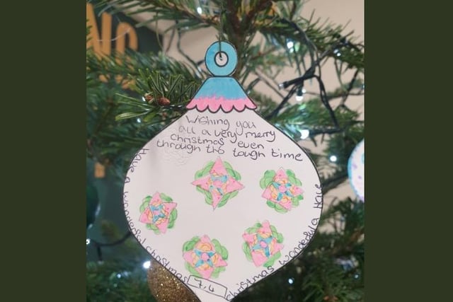 Year 7 students decorated and wrote messages on baubles