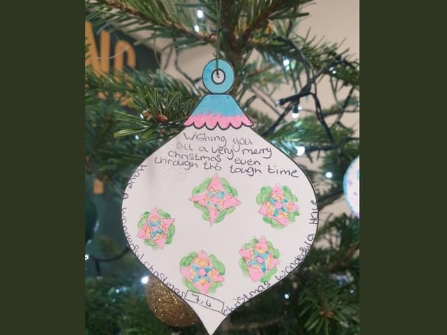 Year 7 students decorated and wrote messages on baubles