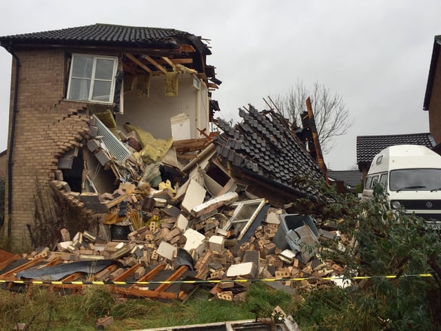Much of the house in Borne collapsed in the explosion. Picture: David Lowndes