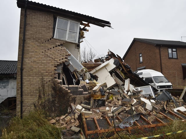 Gas explosion in house at Holly Drive, Bourne. Pictures: David Lowndes
