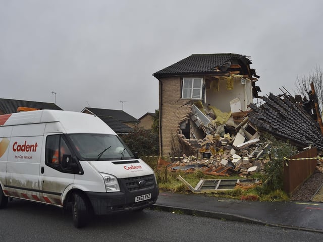 Gas explosion in house at Holly Drive, Bourne. Pictures: David Lowndes