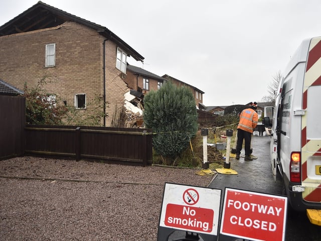 Gas explosion in house at Holly Drive, Bourne. Pictures: David Lowndes
