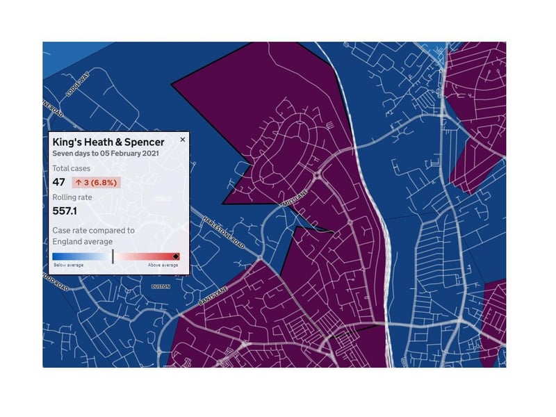 HIGH — Kings Heath & Spencer has the highest case rate in Northampton