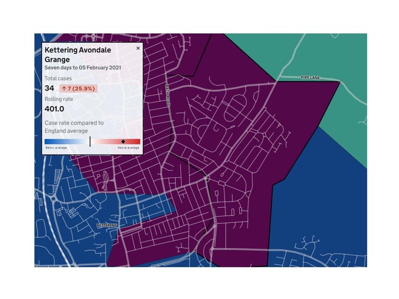 HIGH — the Avondale Grange area of Kettering also saw its number of cases spike