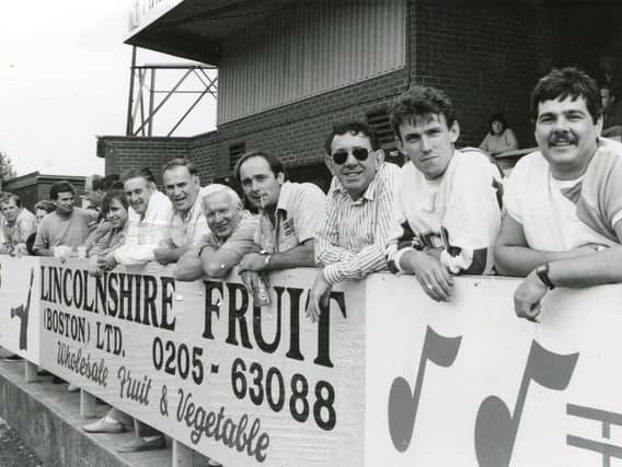 Supporters watch Boston United versus Mansfield circa 1988-89.