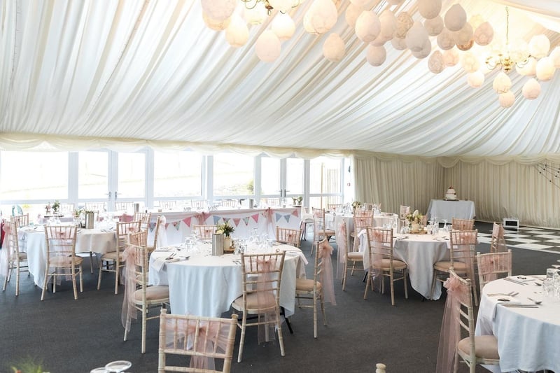 The Granary wedding venue is nestled in a countryside setting with rustic barns. It offers hotel bedrooms on site and a marquee lined barn for wedding receptions. Weddings are available for up to 160 daytime guests and 220 evening guests.