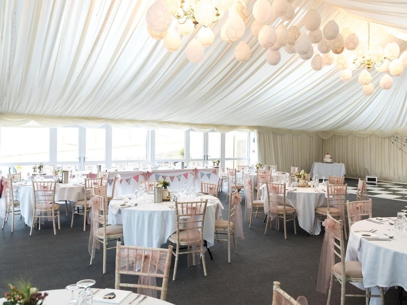 The Granary wedding venue is nestled in a countryside setting with rustic barns. It offers hotel bedrooms on site and a marquee lined barn for wedding receptions. Weddings are available for up to 160 daytime guests and 220 evening guests.