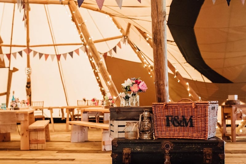 For those of you who dream of a rustic outdoor wedding, complete with fairy lights and magical surroundings, Elms Meadow is a stunning tipi wedding and events venue situated in a wild flower meadow on a family owned farm in Kettering.