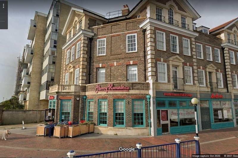 The Eastbourne branch of long-standing fish and chip restaurant Harry Ramsden's is a 'staple' in Eastbourne according to one review. Another frames it as 'the best fish and chips ever'. Scores 4 out of 5 on Tripadvisor.