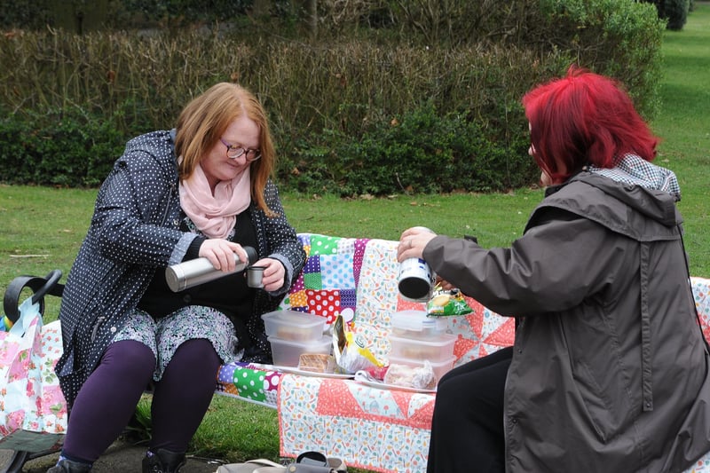 Julia Harrison and Sarah Payne meet up for the first time in a year for a small picnic.