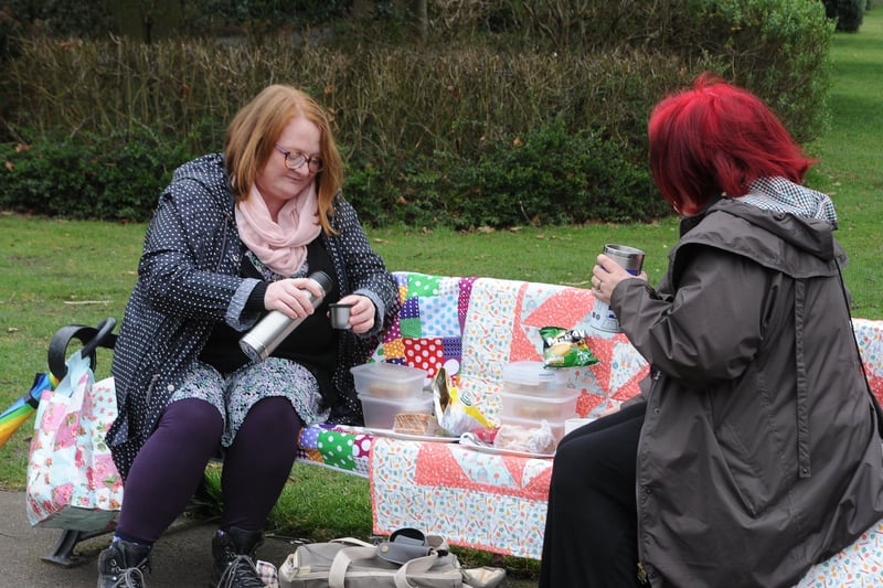 Julia Harrison and Sarah Payne meet up for the first time in a year for a small picnic.