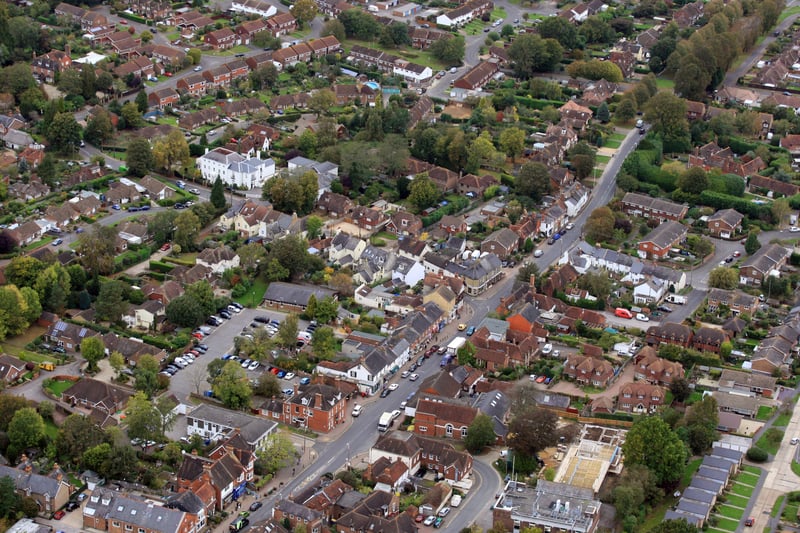 HOR 081011 Aerial photo. Henfield looking north west with the High Street running down through the centre. photo by derek martin ENGSNL00120111010105940