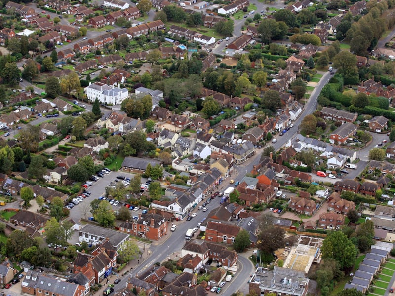 HOR 081011 Aerial photo. Henfield looking north west with the High Street running down through the centre. photo by derek martin ENGSNL00120111010105940