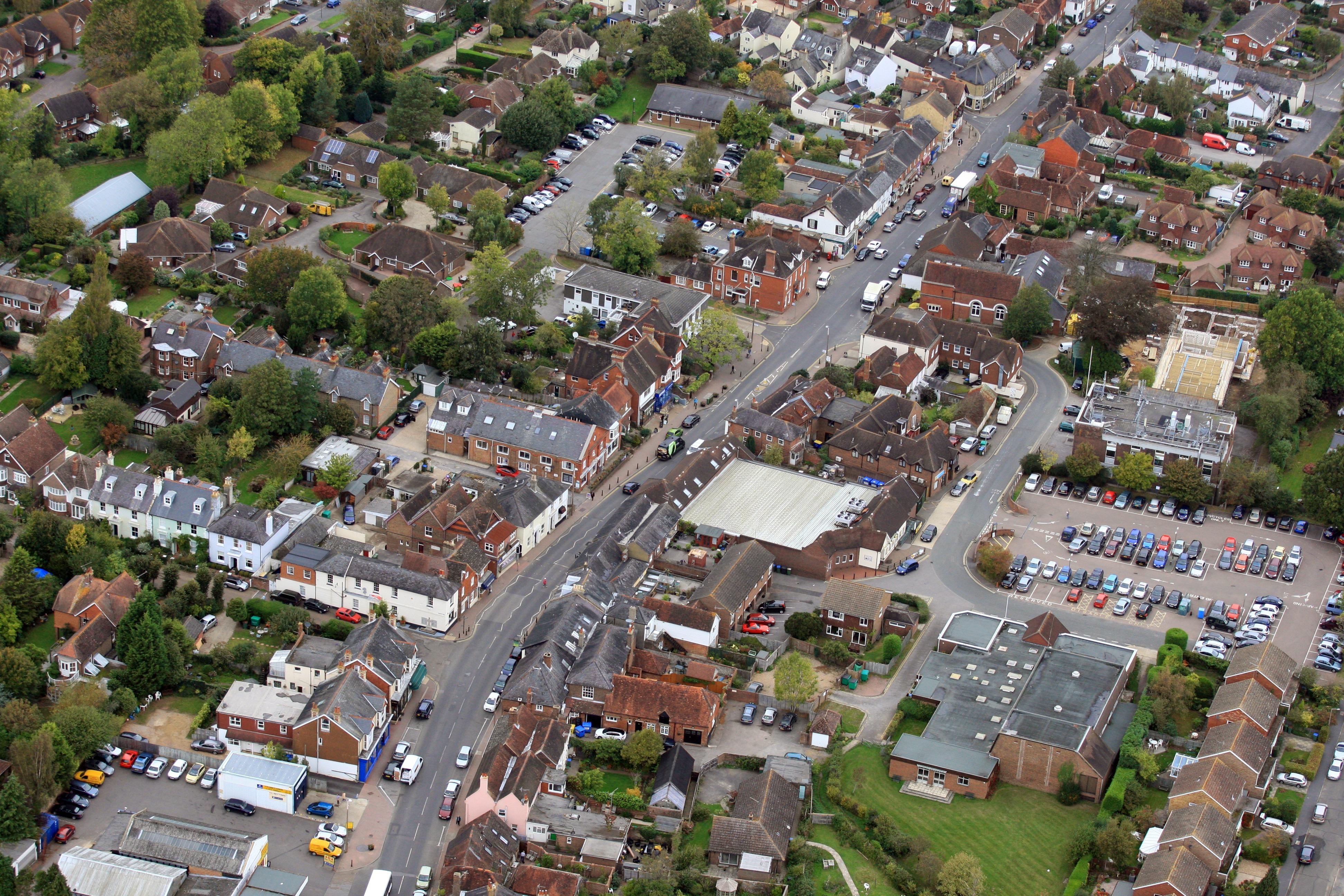 HOR 081011 Aerial photo. Henfield looking north west with the High Street running down through the centre. photo by derek martin ENGSNL00120111010105924