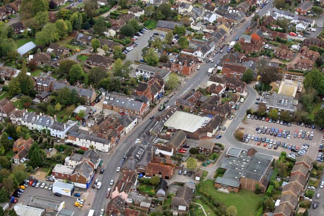 HOR 081011 Aerial photo. Henfield looking north west with the High Street running down through the centre. photo by derek martin ENGSNL00120111010105924