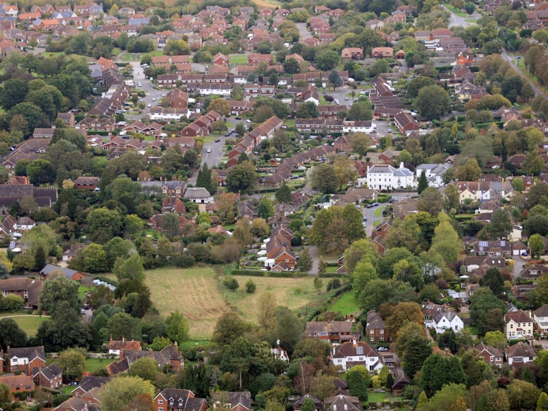 HOR 081011 Aerial photo. Henfield looking north. The well known cat house can be seen just left of centre. photo by derek martin ENGSNL00120111010105819