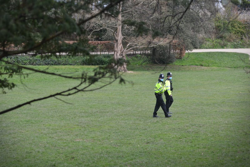 Hastings police patrolling Alexandra Park on Sunday, March 21
