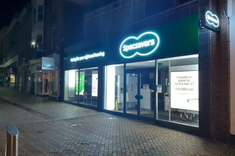 A Specsavers spokeswoman said: "All of the store’s interior store lights are turned off when the store is closed to avoid wasting energy. 
"The only one which remains on is the signage light on the front of the store. This is powered by new LED bulbs which are much more environmentally friendly than conventional lights."
According to an annual report published by Specsavers, the firm says: "We are committed to taking responsibility for the impact our business has on the environment and have adopted a risk-based approach to understanding, minimising and mitigating this impact." As you can see compared to the other shops, Specsavers is one of the brighter stores in the street.