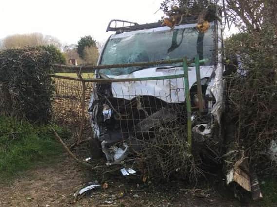 The damaged van. Picture: Paul Boniface