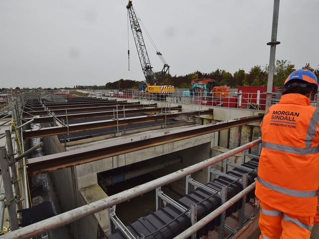The Network Rail/ Morgan Sindall Werrington Grade Seperation Project, part of the East Coast Upgrade at Hurn Road pictured during construction. Pictures: David Lowndes