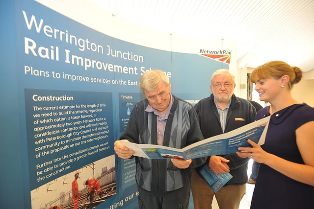 Consultation on the project started back in 2014 with a Network Rail exhibition at Loxley Community Centre about future rail plans in the area. Pictured are  Werrington Neighbourhood Council members Ivan Hammond and Bill Mercer with Alexandra Wrightson from Network Rail.
