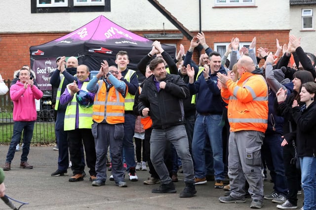 Nick Knowles does his dance during filming for the opening sequence