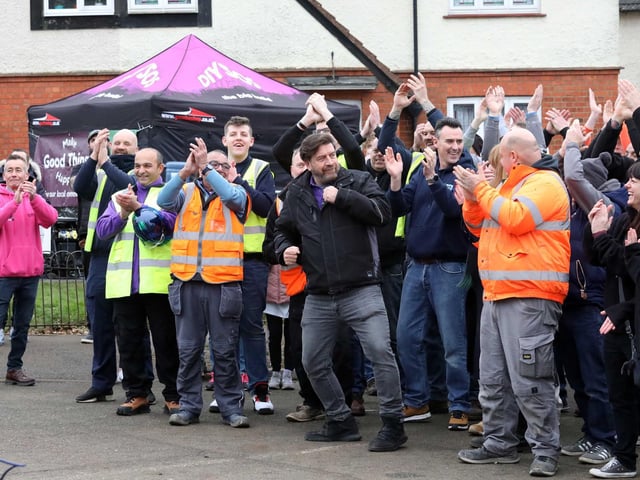 Nick Knowles does his dance during filming for the opening sequence