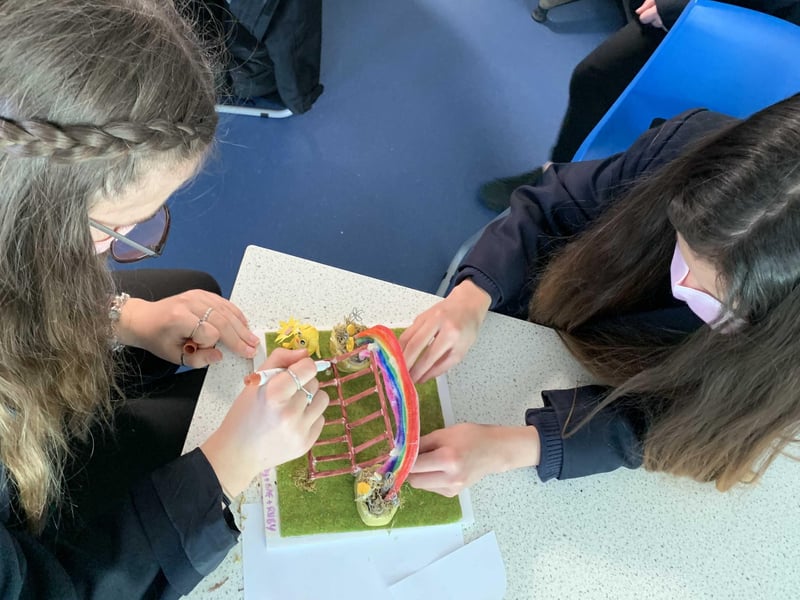 The Angmering School students working on their sculptures in class