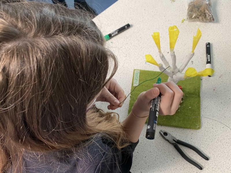 The Angmering School students working on their sculptures in class