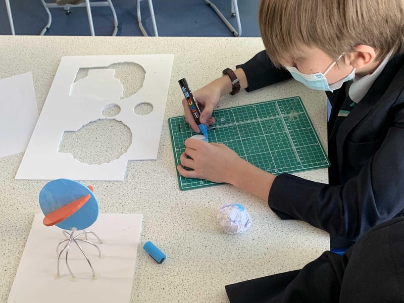 The Angmering School students working on their sculptures in class