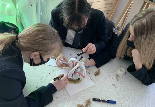 The Angmering School students working on their sculptures in class