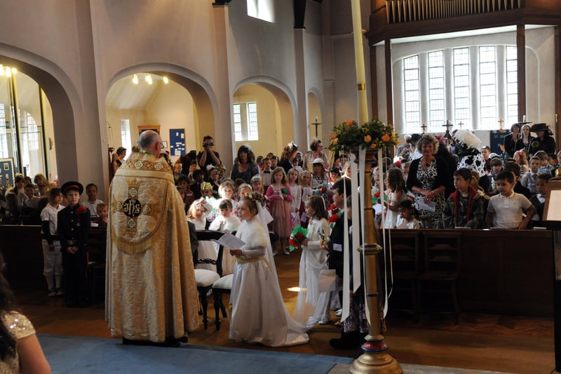 Elm Grove School in Worthing had its own royal wedding, with George Moyle and Georgia Edwards as the bride and bridgegroom. Picture: Stephen Goodger