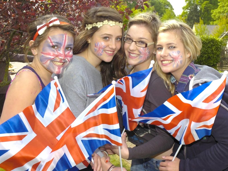 Kirton teenagers getting into the spirit of the day at The
Fairways street party. Pictured, from left, Alicia Skinner,
12, Kitty Stephenson, 15, Abi Skinner, 15, and Kirby Hurst, 15.