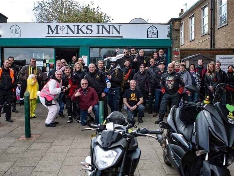 Dacorum Motorcycle Riders outside Monks Inn