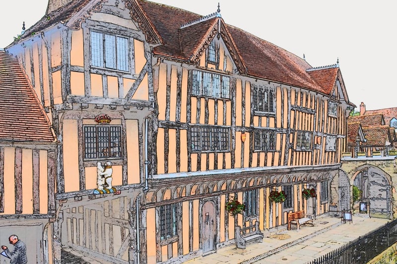 The Lord Leycester Hospital in Warwick on September 10 2017. 
This ancient group of buildings has never been a medical establishment. 
It was originally the home of the Warwick Guilds and comprises a chantry chapel, a great hall and guildhall and various 14th and 15th century buildings. By Allan Jennings.