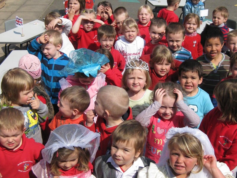 Boston Nursery School staged a mock wedding as part of its celebrations.