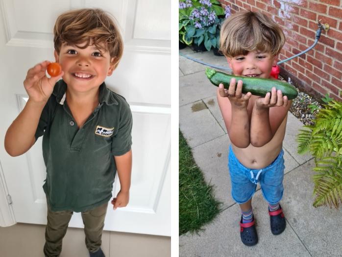 Four-year-old Douglas has been growing vegetables and plants in his garden
