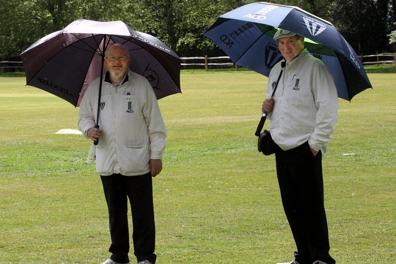 Umpires ready for the rain / Picture: Ron Hill